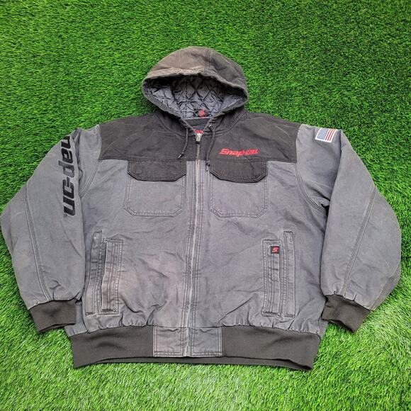 Vintage 90s Snap-On Workwear Hoodie 2XL 29x28 Baggy Canvas - Picture 1 of 16